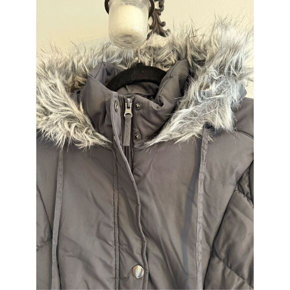 American Rag Woman's L Jacket Parka Removable Fur Trimmed Hood Gray Puffer - Picture 3 of 9